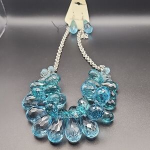 Dazzling Aqua Crystal Necklace and Earring Set